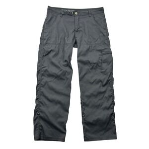 prAna Stretch Zion Cargo Hiking Pants Mens 32x30 (33x28) Black Roll Up Outdoors
